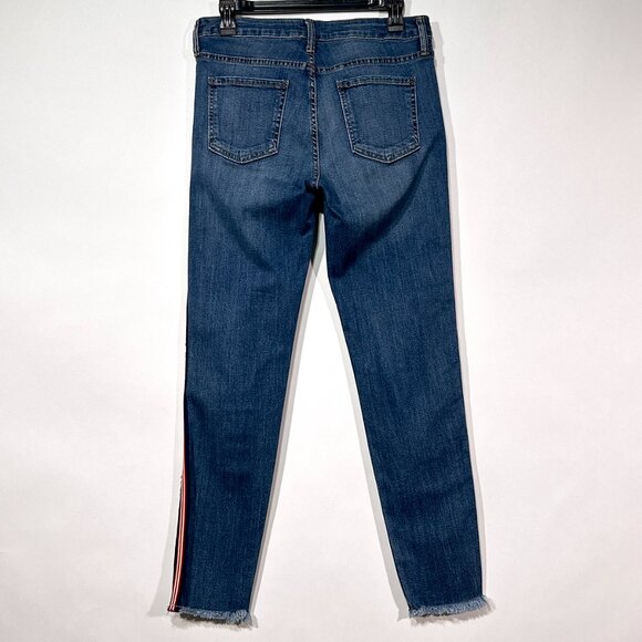 NWT Just Black Raw Frayed Hem Side Stripe Mid Rise Ankle Skinny Jeans Size 30‎ - Picture 14 of 16